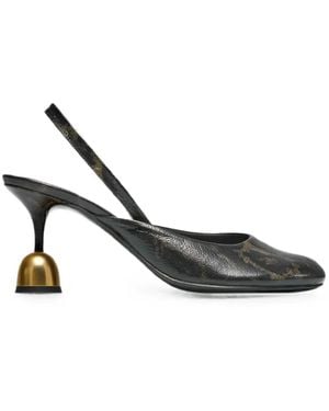VANDA NOVAK Peggy Leopard-Print Slingback Court Shoes - Metallic