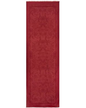 Etro Frayed Paisley-Print Scarf - Red