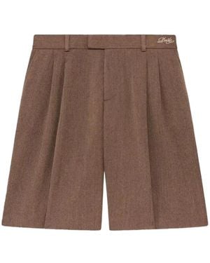 Drole de Monsieur Herringbone-Pattern Shorts - Brown