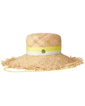 Maison Michel Neutral Big New Kendall Raffia Hat - Metallic