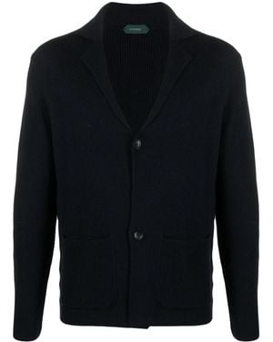 Zanone Notched-Lapels Virgin-Wool Blazer - Blue