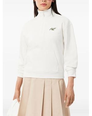 Lacoste Logo-Patch Half-Zip Sweatshirt - White