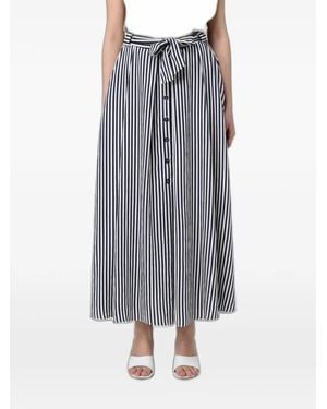 Hanita Striped Button-Front Maxi Skirt - Grey