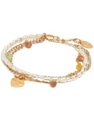 Bimba Y Lola Bracelet Cœur À Perles Et Pierres - Metallic