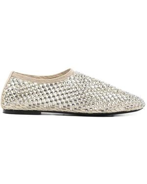 strategia shoes Rhinestone-Embellished Ballet Flats - White
