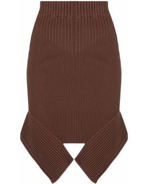 ANDREADAMO Rib-Knit Asymmetric Skirt - Brown
