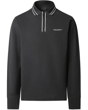 Hackett Striped Collar Polo Shirt - Black