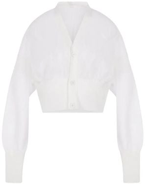 CFCL Ribbed-Knit Cropped Cardigan - White