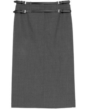Juun.J Belted Midi Skirt - Grey