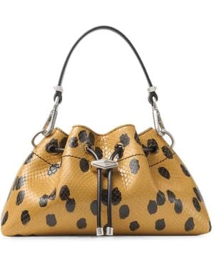 Jimmy Choo Cinch Small Spotted Elaphe Printed Leather Shoulder Bag Cigar And - Metallic