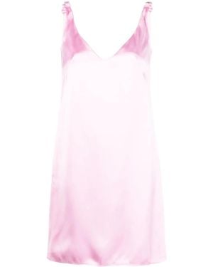 N°21 Ruched-Straps V-Neck Satin Dress - Pink