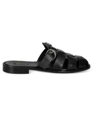 Roberto Cavalli Logo-Appliqué Sandals - Black