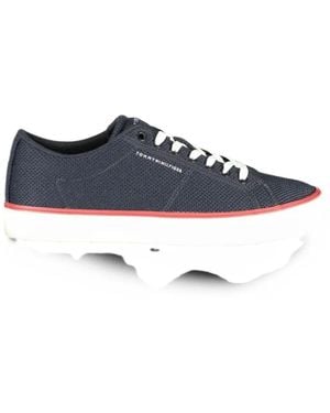 Tommy Hilfiger Mesh-Knit Lace-Up Trainers - Blue