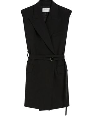 Sportmax ピークドカラーベスト - ブラック