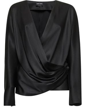 Giorgio Armani Double Silk Satin Blouse - Black