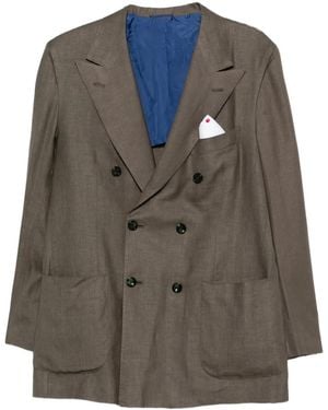 Kiton Double-Breasted Pocket Blazer - Green