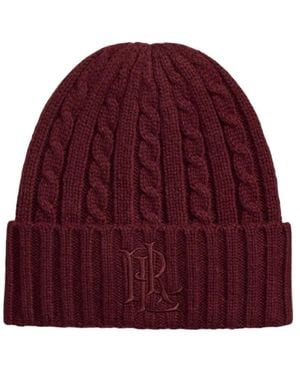 Ralph Lauren Cable-Knit Embroidered-Logo Beanie Hat