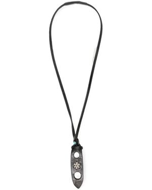 Eraldo Flower-Embroidered Leather Glasses Necklace - White
