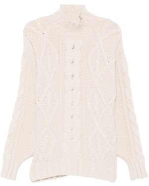 Akep Pullover Mit Zopfmuster - Weiß