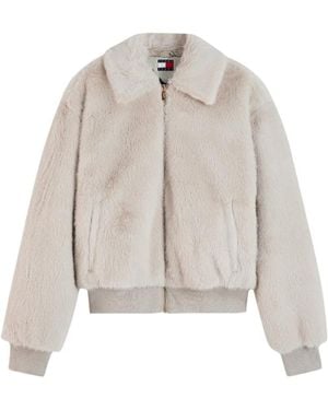 Tommy Hilfiger Faux-Fur Bomber Jacket - White