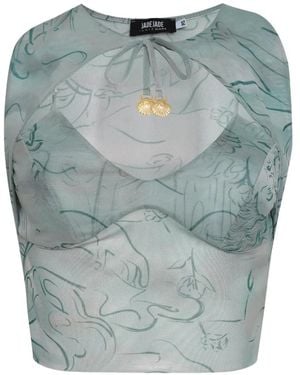 Amir Slama X Jade Picon Tie-Detail Print Blouse - Blue