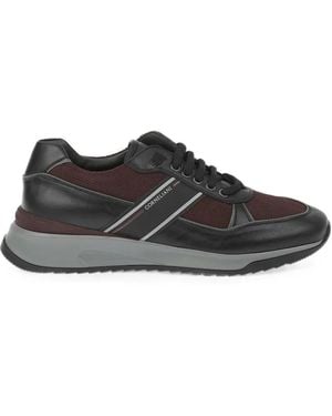 Corneliani Logo-Print Panelled Trainers - Black