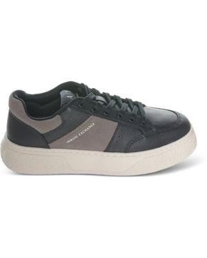 ARMANI EXCHANGE Logo-Print Panelled Trainers - Grey