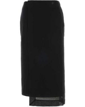 Carven Asymmetric Wrap Midi Skirt - Black