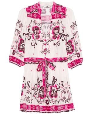 Twinset Floral-Print Button-Fastening Midi Dress - Pink