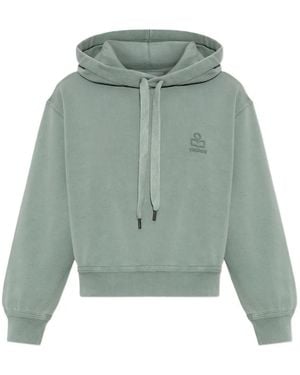 Isabel Marant Salmy Logo-Embroidered Drawstring Hoodie - Green