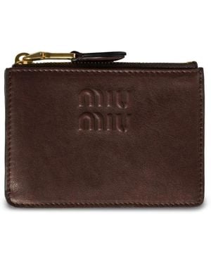Miu Miu Nappa Leather Card Holder - Brown