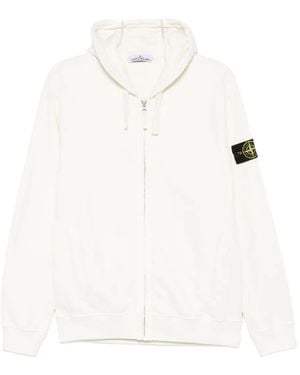 Stone Island Logo-patch zip-up hoodie - Blanco