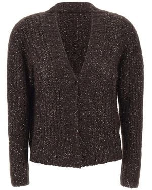Kaos Sequin-Embellished Open-Knit Cardigan - Black