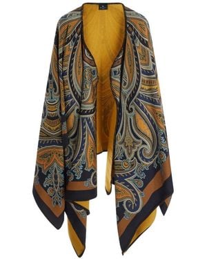 Etro Paisley-Print Poncho Jacket - Blue