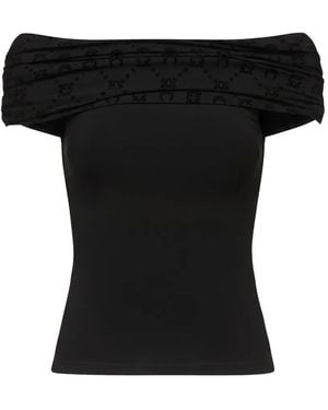 Marine Serre Blouse Drapée À Épaules Dénudées - Black