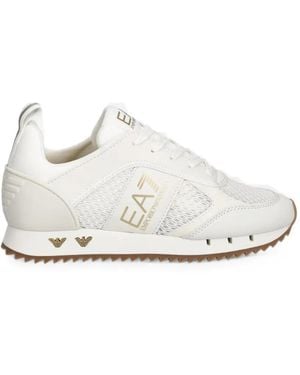 EA7 Logo-Print Panelled Trainers - White