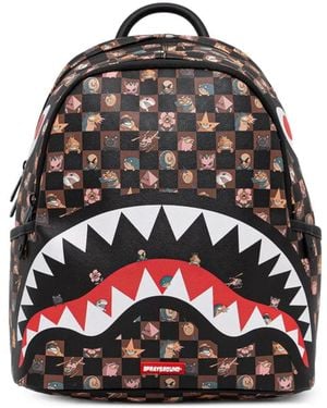 Sprayground Check-Print Shark-Mouth Backpack - Black