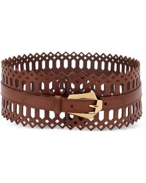 Alberta Ferretti Perforated Leather Belt - White