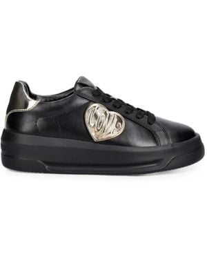 Love Moschino Heart-Motif Logo-Plaque Trainers - Black