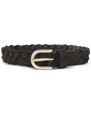 Lardini Braided Leather Belt - White