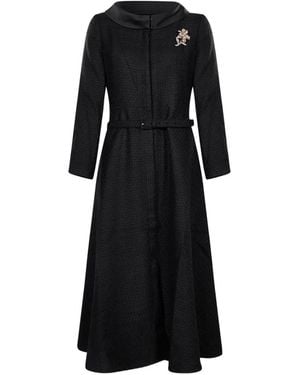Roland Mouret Manteau Bouclé À Broche Fleur - Black