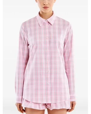 ViCOLO Check-Pattern Long-Sleeve Shirt - Pink