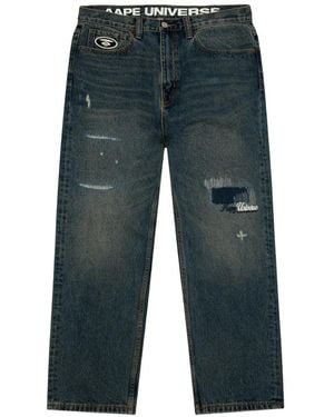 Aape By A Bathing Ape Distressed Trousers - Blue