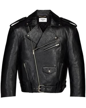Saint Laurent Belted Leather Jacket - Black