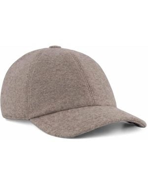 Fedeli Panelled Felted Baseball Cap - Grey