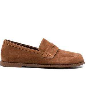 SERGIO MORETTI FIRENZE Suede Penny Loafers - Brown