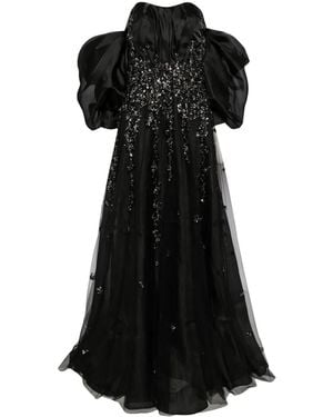 Saiid Kobeisy Bead-Embellished Organza Gown - Black