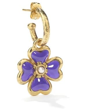 Goossens Talisman Trèfle Hoop Earring - White