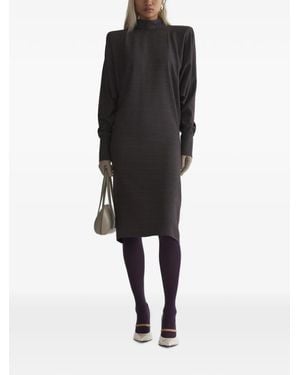 Mugler Robe Mi-Longue À Manches Chauve-Souris - Noir