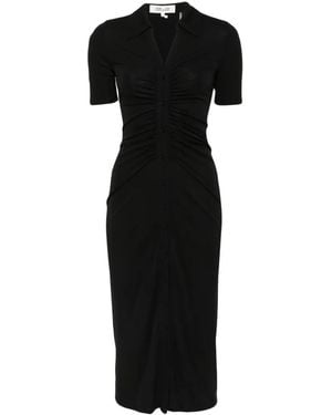 Diane von Furstenberg Ruched Button-Down Dress - Black